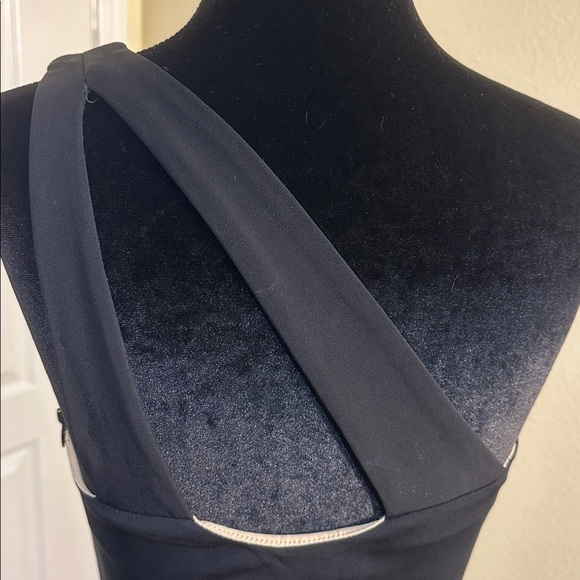 Unique One-Shoulder Evening Gown - White, Nude, Black & Silver. ABS. Small